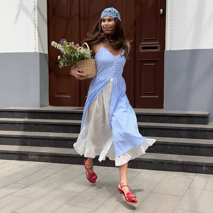 Plaid Side Slit Dress