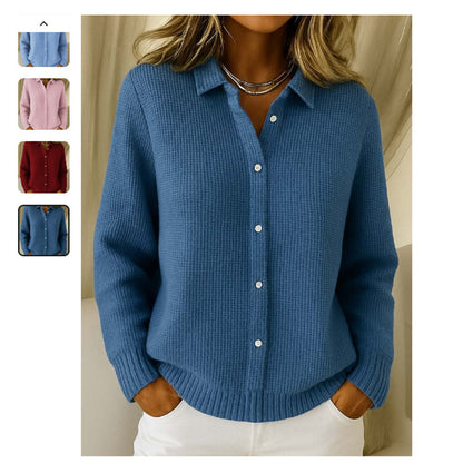 Women Cardigan Knitted Lapel Sweater