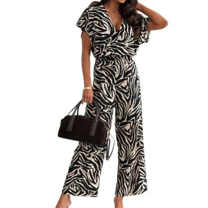 Leopard- Print Flounce Jumpsuit