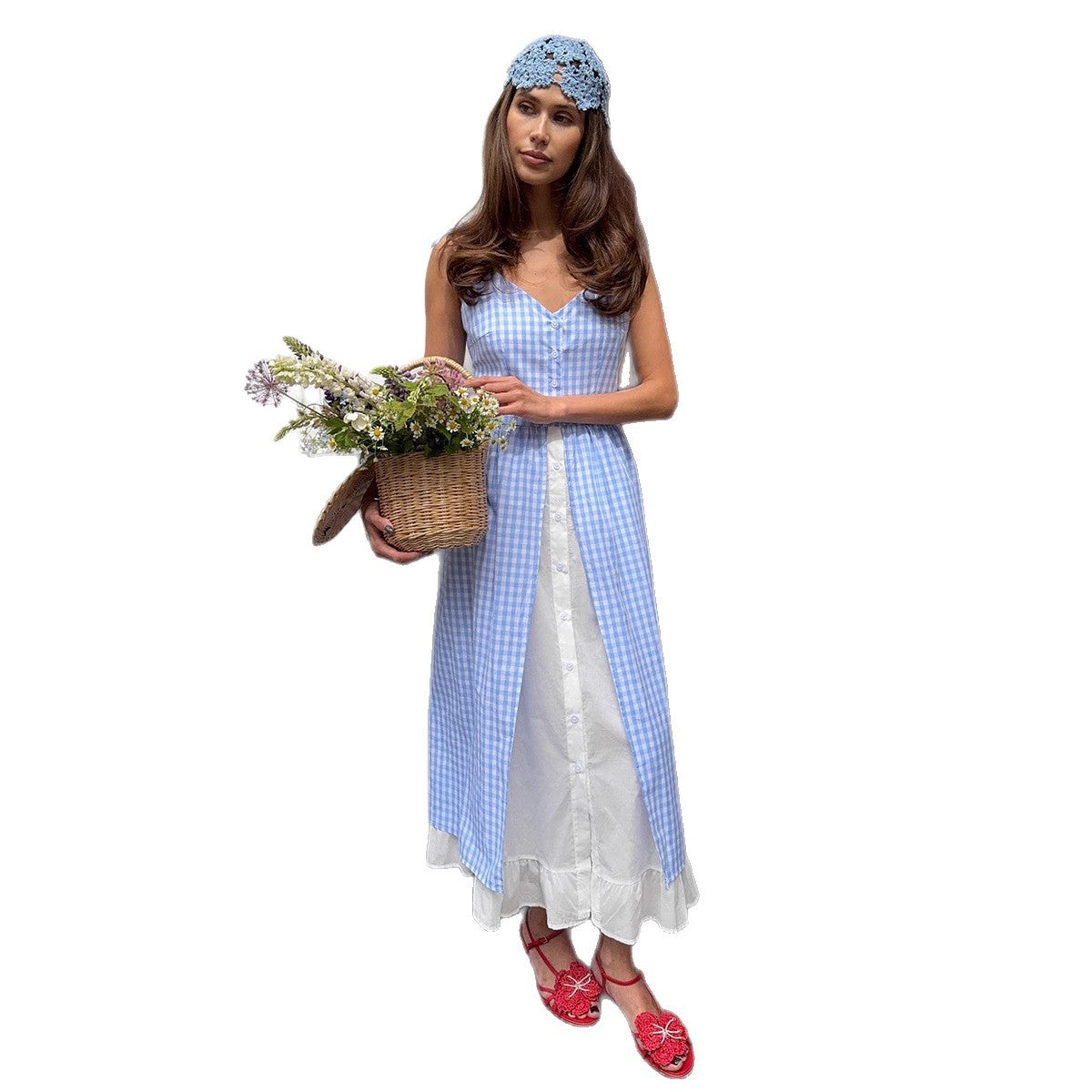 Plaid Side Slit Dress