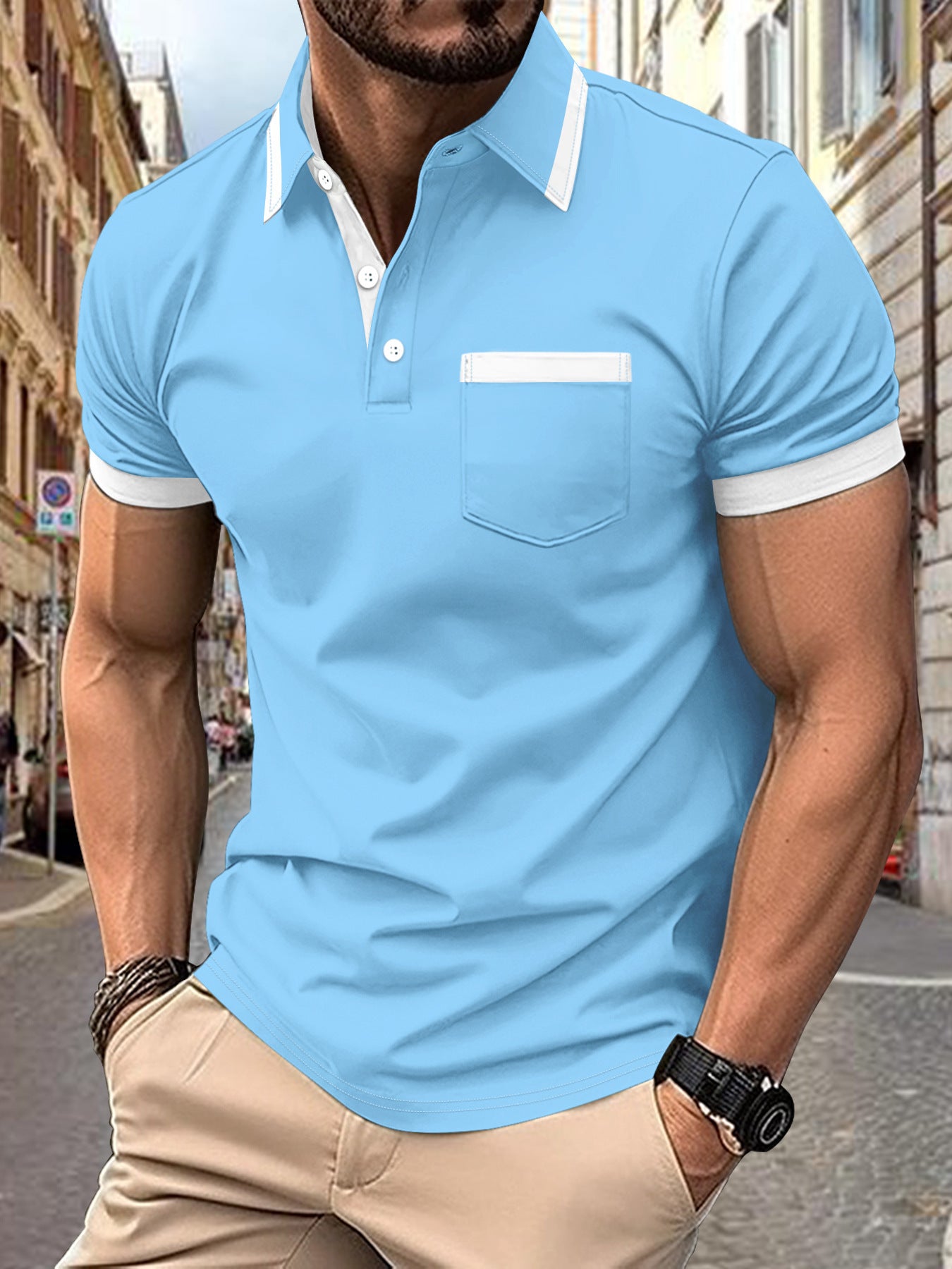 Men's Patchwork Polo Shirt