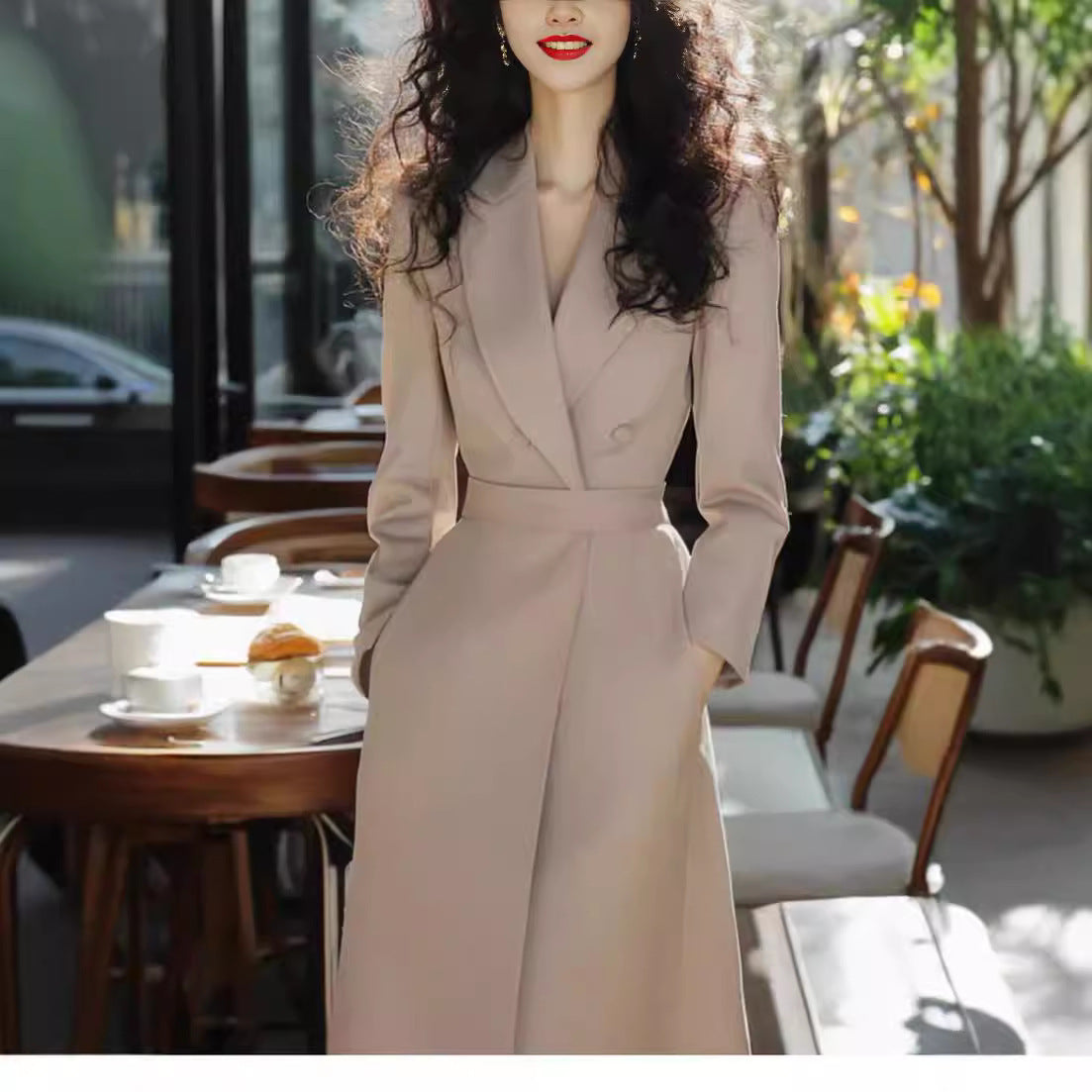 Formal Khaki Blazer Dress