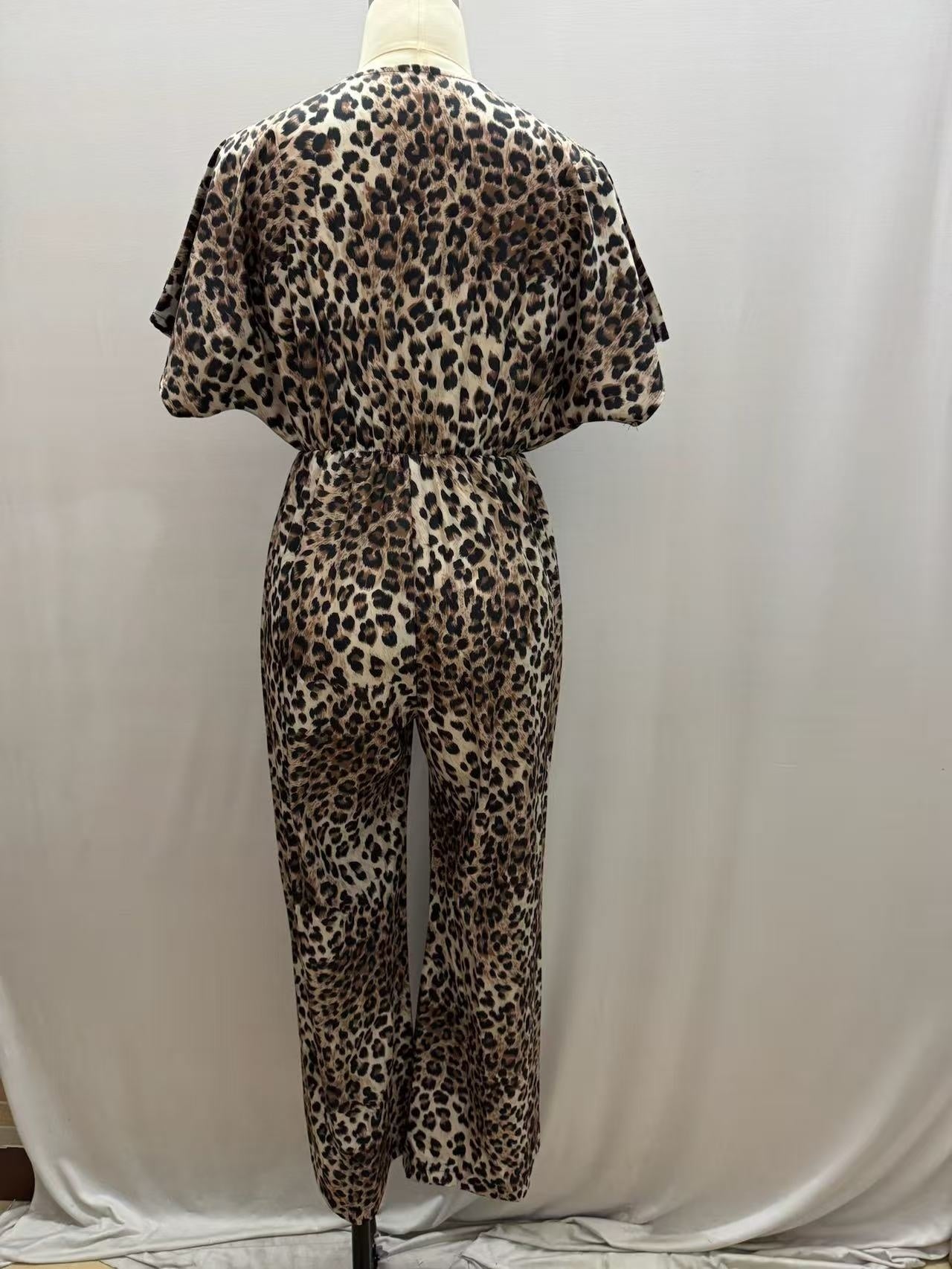 Leopard- Print Flounce Jumpsuit
