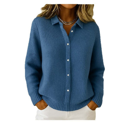 Women Cardigan Knitted Lapel Sweater